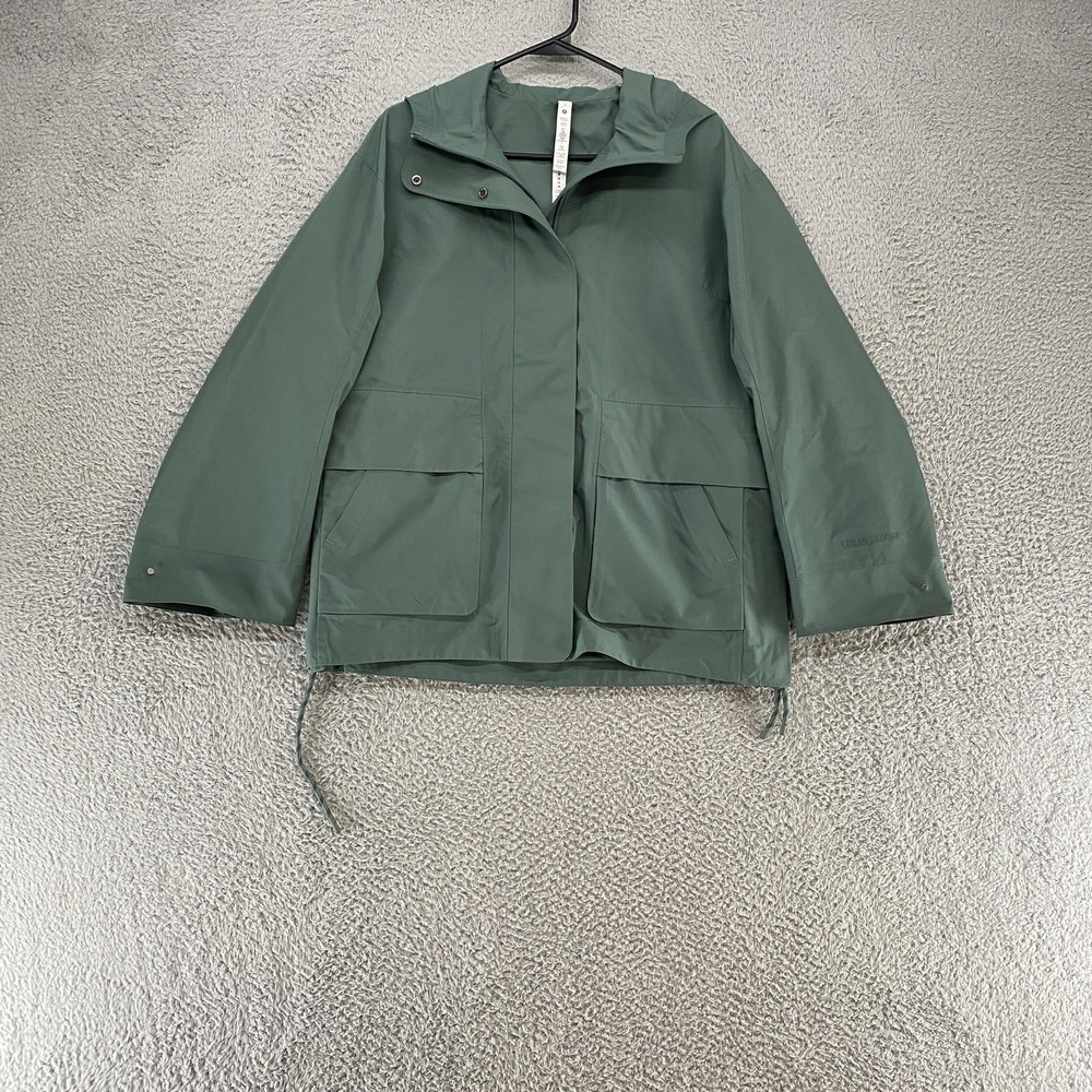 Lululemon Oversized Hooded Rain Jacket Womens 2 Green Shell Waterproof Boxy